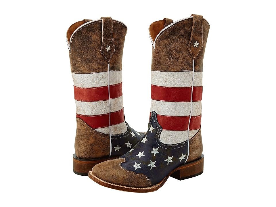

Roper American Flag Square Toe Boot (Brown) Cowboy Boots