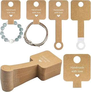 200 Pcs Jewelry Display Cards Sticker Display Card Necklace Display Card Keychain for Storage & Display Jewelry Earring Hair Band (Dark Khaki)