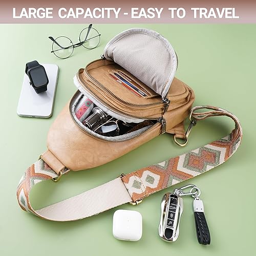 Miniatura 3 de KFXFENQ Sling Bag for Women PU Leather Sling Bags for Women Crossbody Fashion Sling Backpack Multipurpose Chest Bag for Women