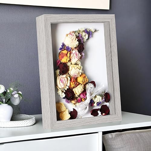 Miniatura 6 de Picrit Marco de caja de sombra de 11 x 14, vitrina con cristal real de alta definición y parte trasera negra para recuerdos, artículos de bebé,