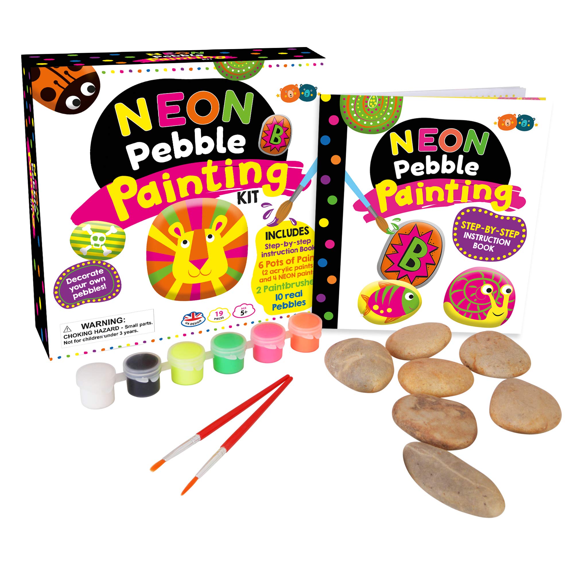 Barney & Buddy 4M BA074 Neon Pebble Painting Kit, Multi