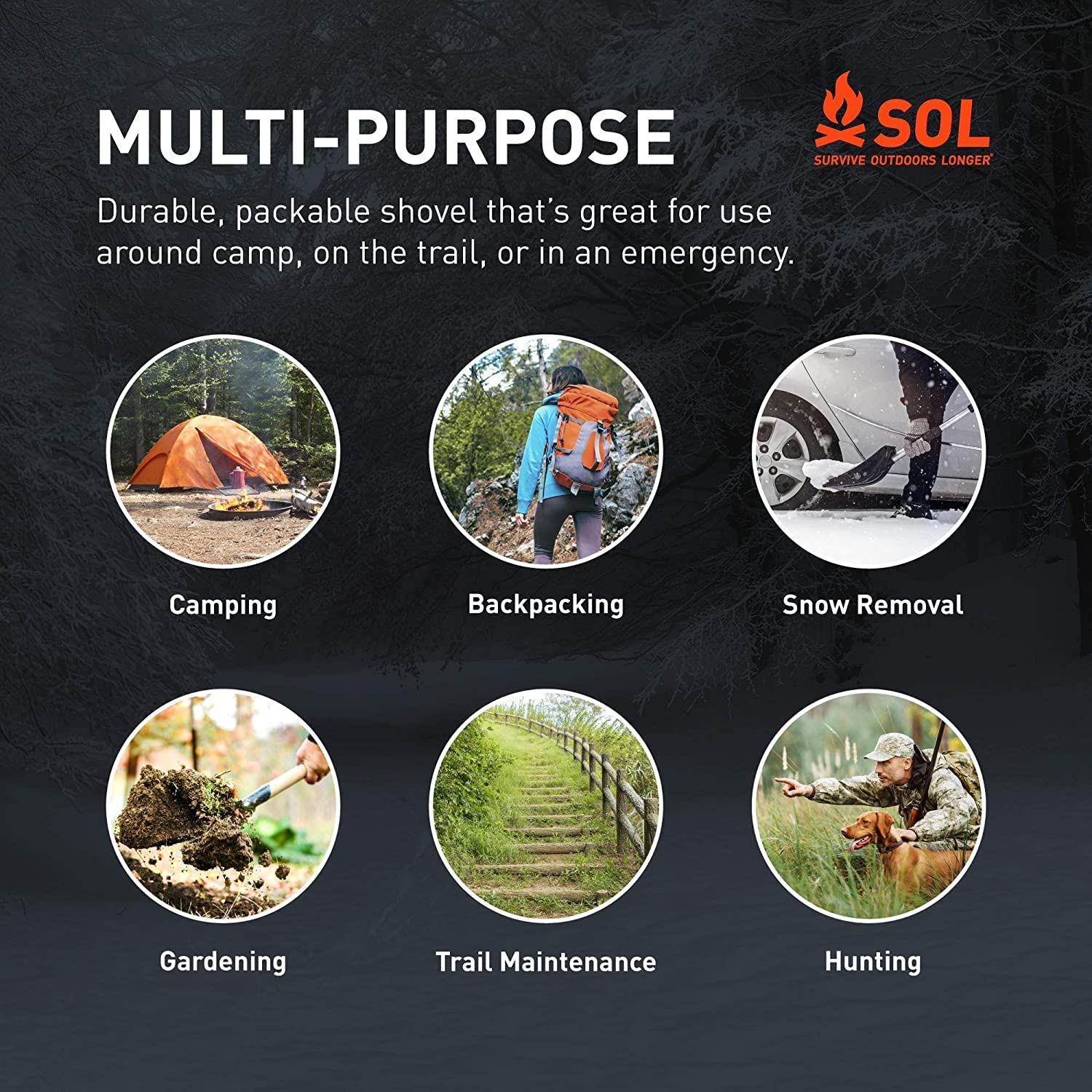 SOL Survival Carbon Steel Packable Field Shovel