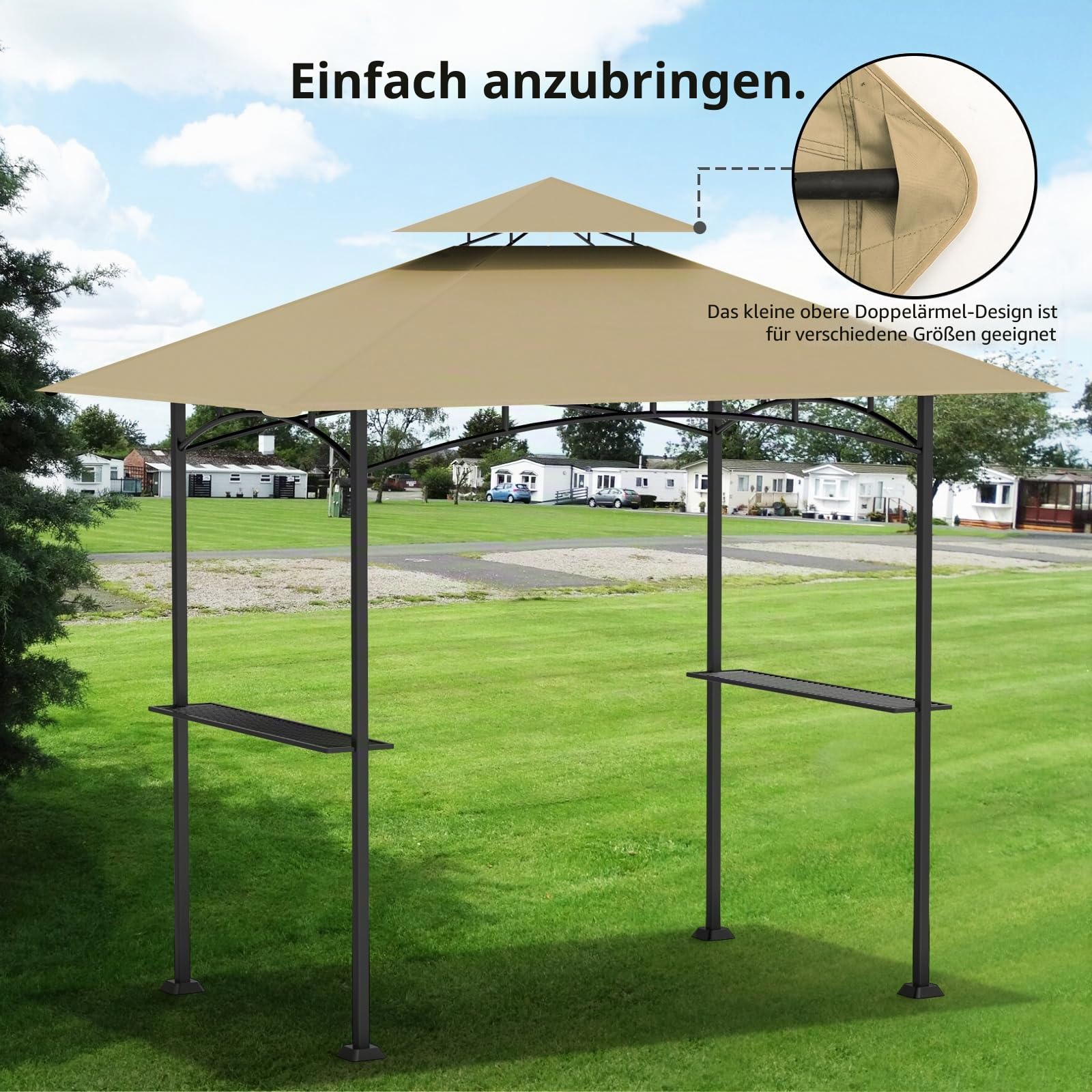 Grillpavillon Ersatzdach 1,5 m x 2,4 m wasserdicht doppelstöckig passend für Modell L-GG001PST-F