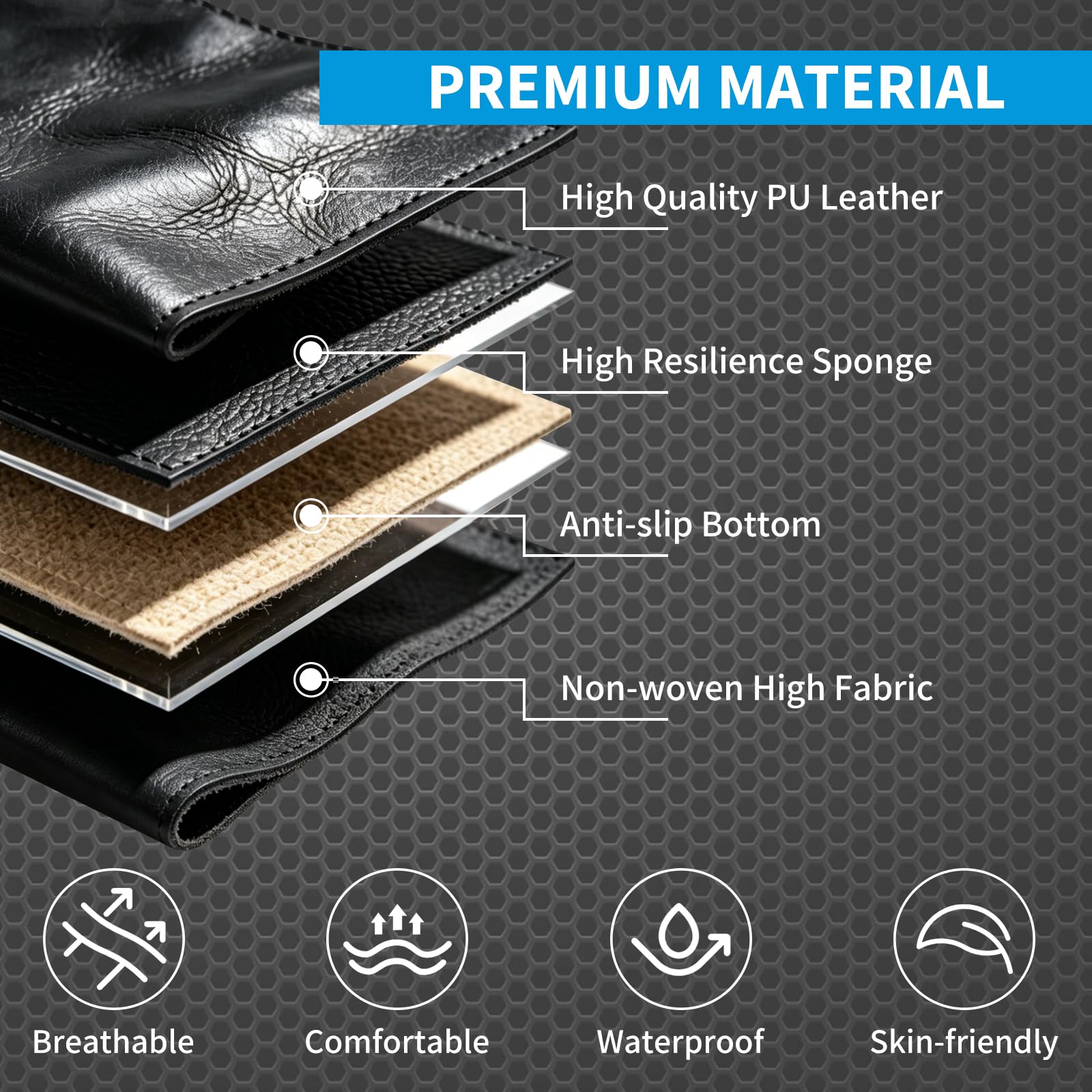 Cojines universales para Asientos de Coche, Funda Impermeable de Cuero sintético PU para el Respaldo del Asiento, Protector Transpirable para Asientos de Coche, Resistente al Desgaste
