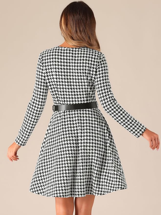 ALLEGRA K 千鳥格子柄ドレス Amazon.co.jp: [Allegra K] 千鳥格子柄ドレス レディース