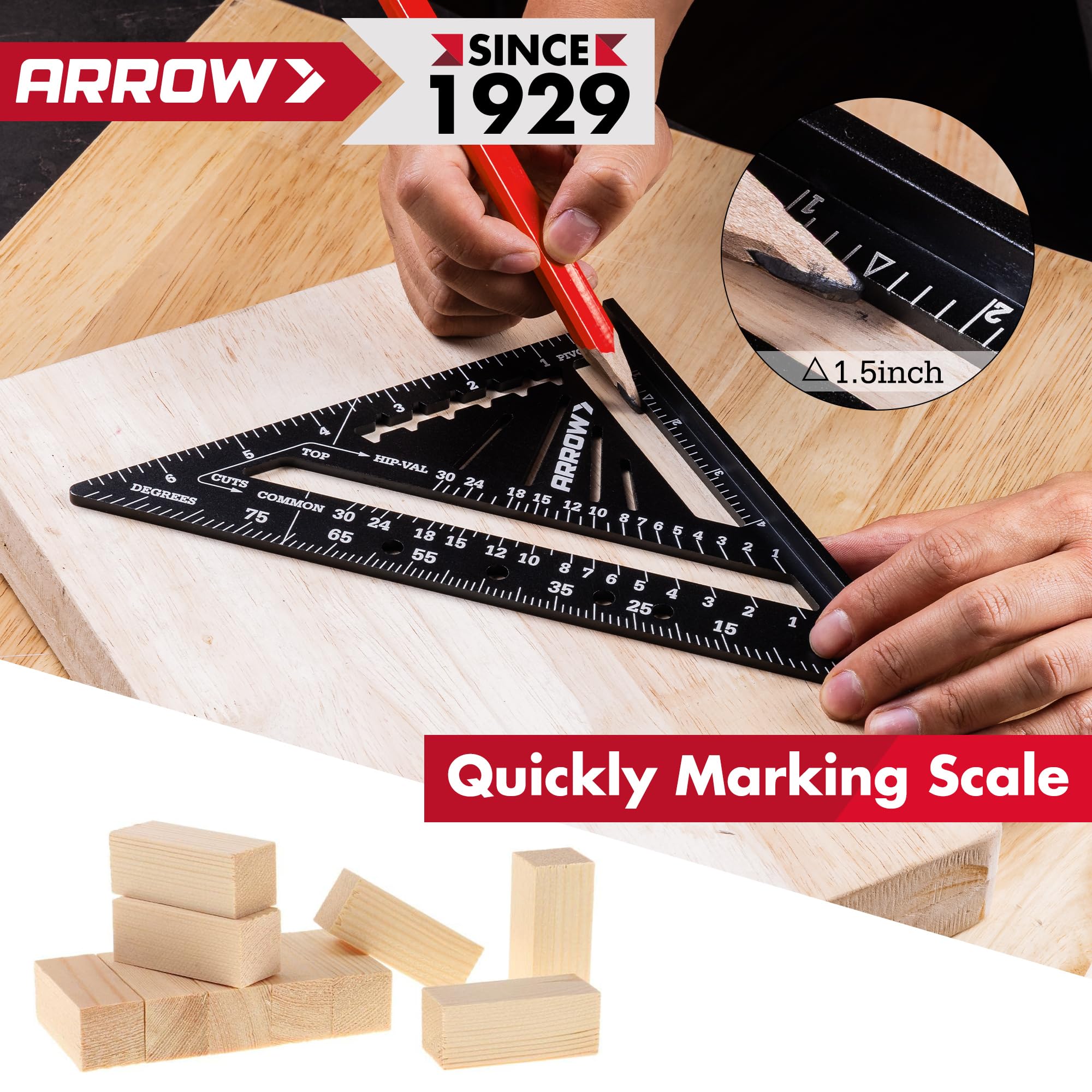 Arrow Aluminum Alloy Carpenter Square, 7-Inch Rafter Square