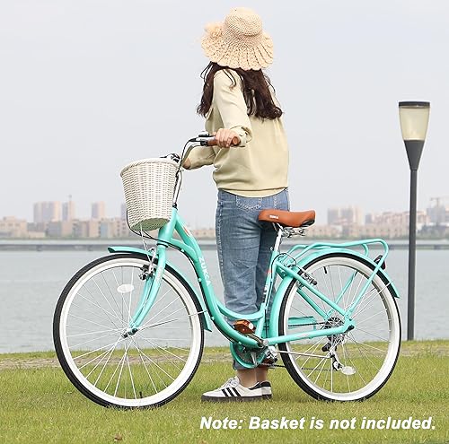 Vista 19 de L-TWOO Bicicleta de crucero de playa de 24 pulgadas/26 pulgadas, bicicleta de paso bajo, elegante bicicleta de 7 velocidades V, bicicleta de crucero