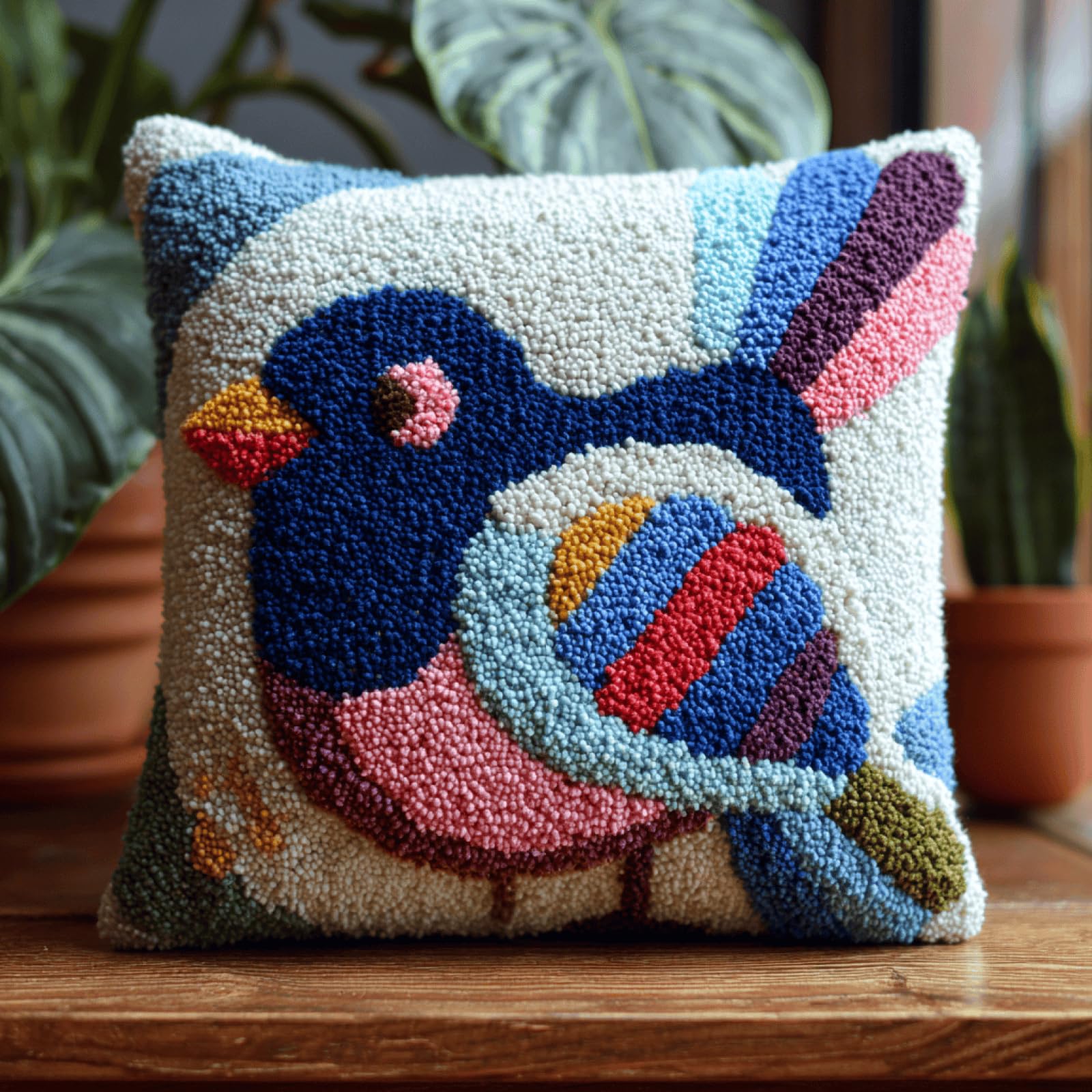 kitphoenix Latch Hook Cushion Kit for Adults Pigeon