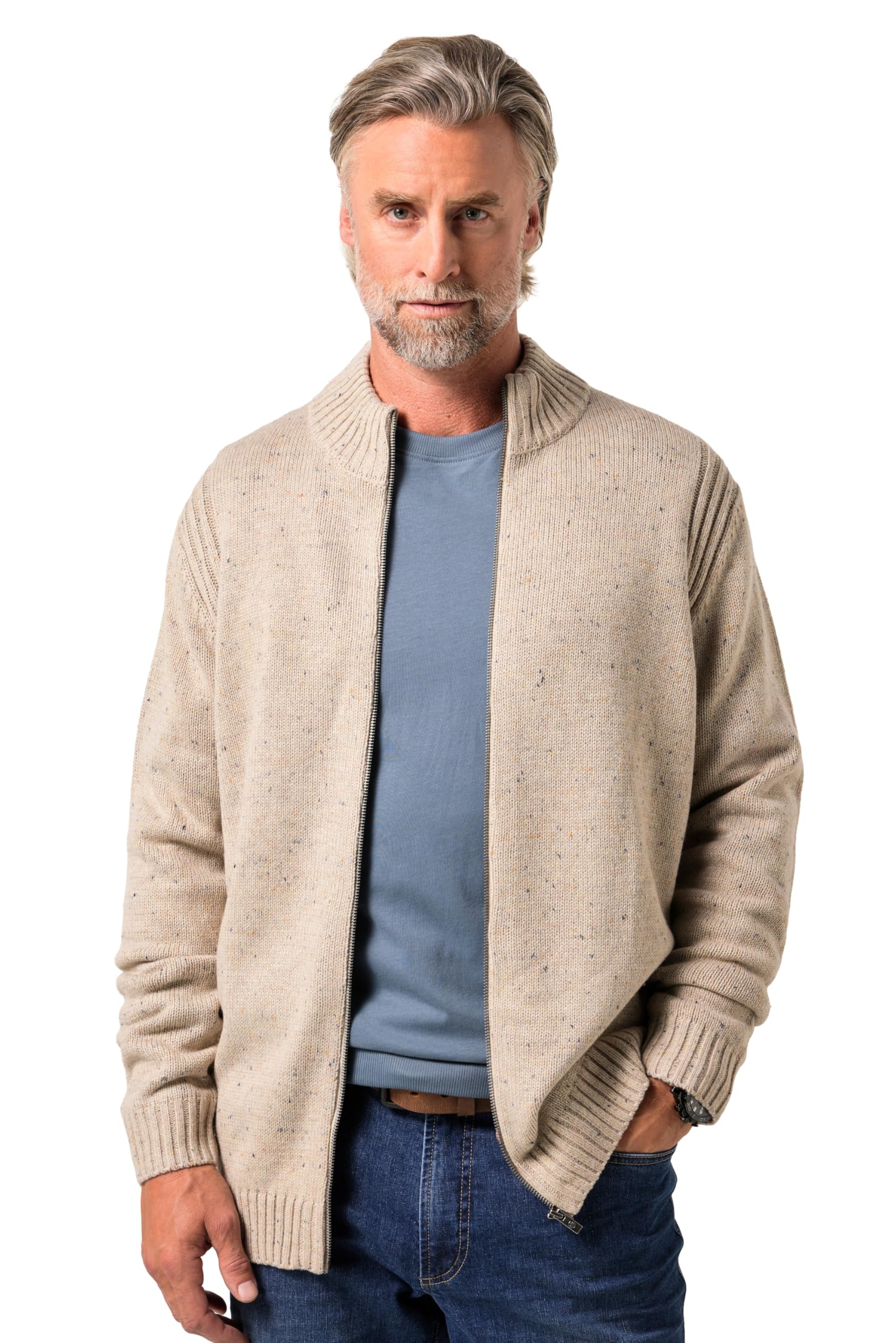 Boston Park Herren große Größen Übergrößen Menswear L-8XL Strickjacke, Twotone-Strick, Stehkragen 843173