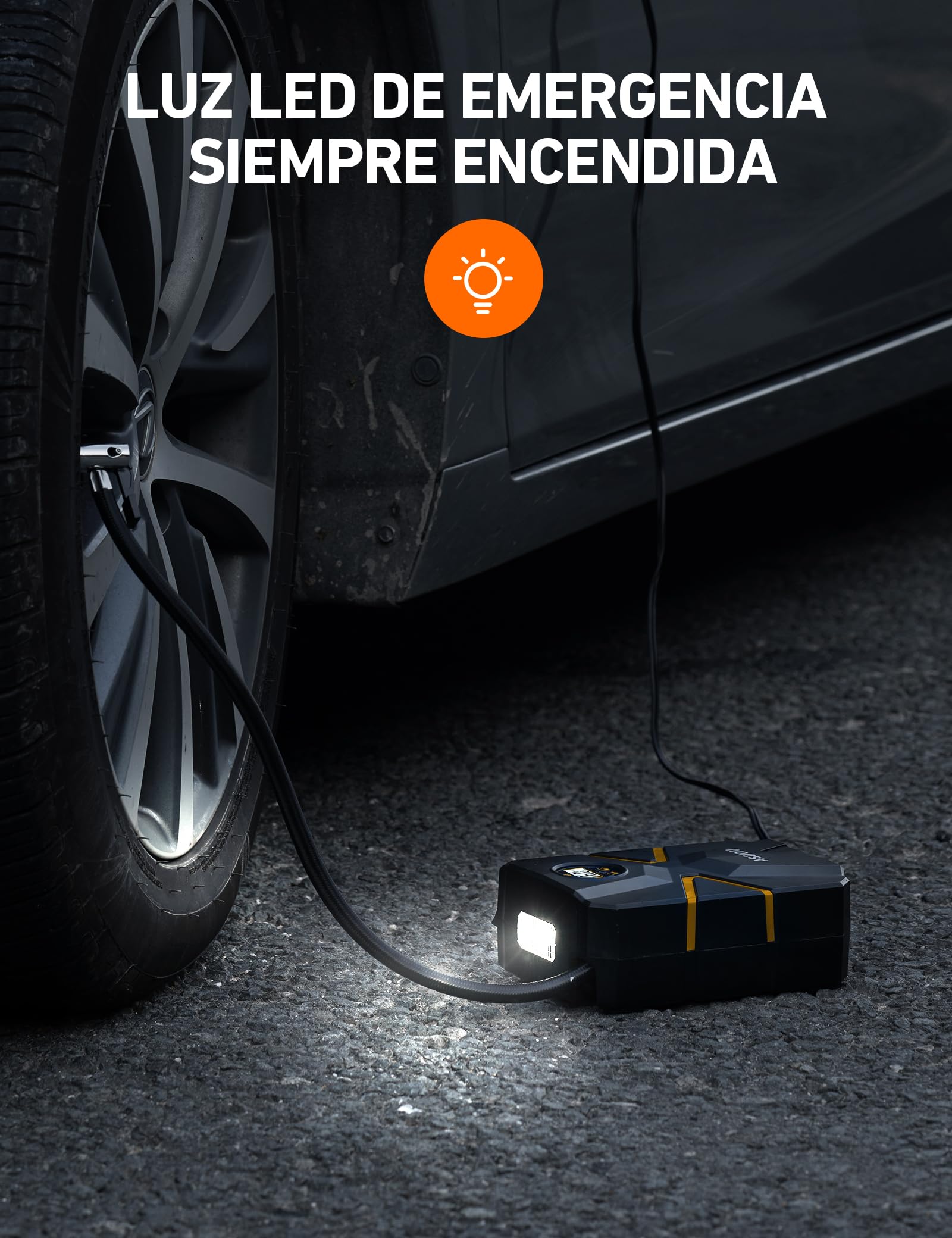 AstroAI Inflador Ruedas Coche Digital 12V, Compresor Aire Portátil 150 PSI, Hinchador Neumáticos Eléctrico Multiuso con Pantalla LCD y Luz LED Apagado Automático para Coche, Bicicleta, Moto y Etc.
