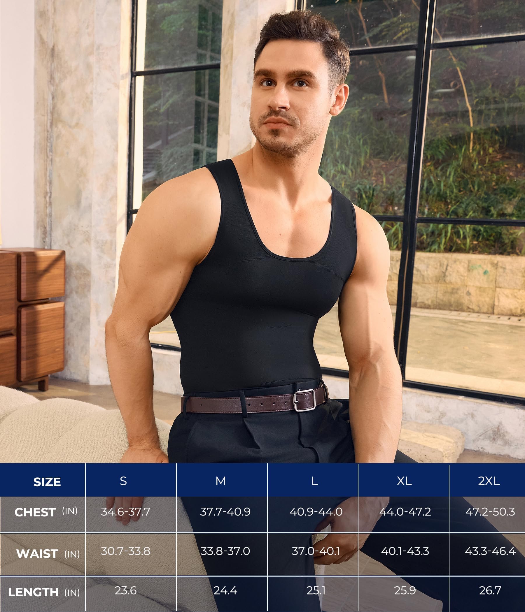 Gotoly Débardeur de Compression Homme Gaine Ventre Plat Maillot de Corps Amincissant Gilet de Compression Minceur Body Gainant