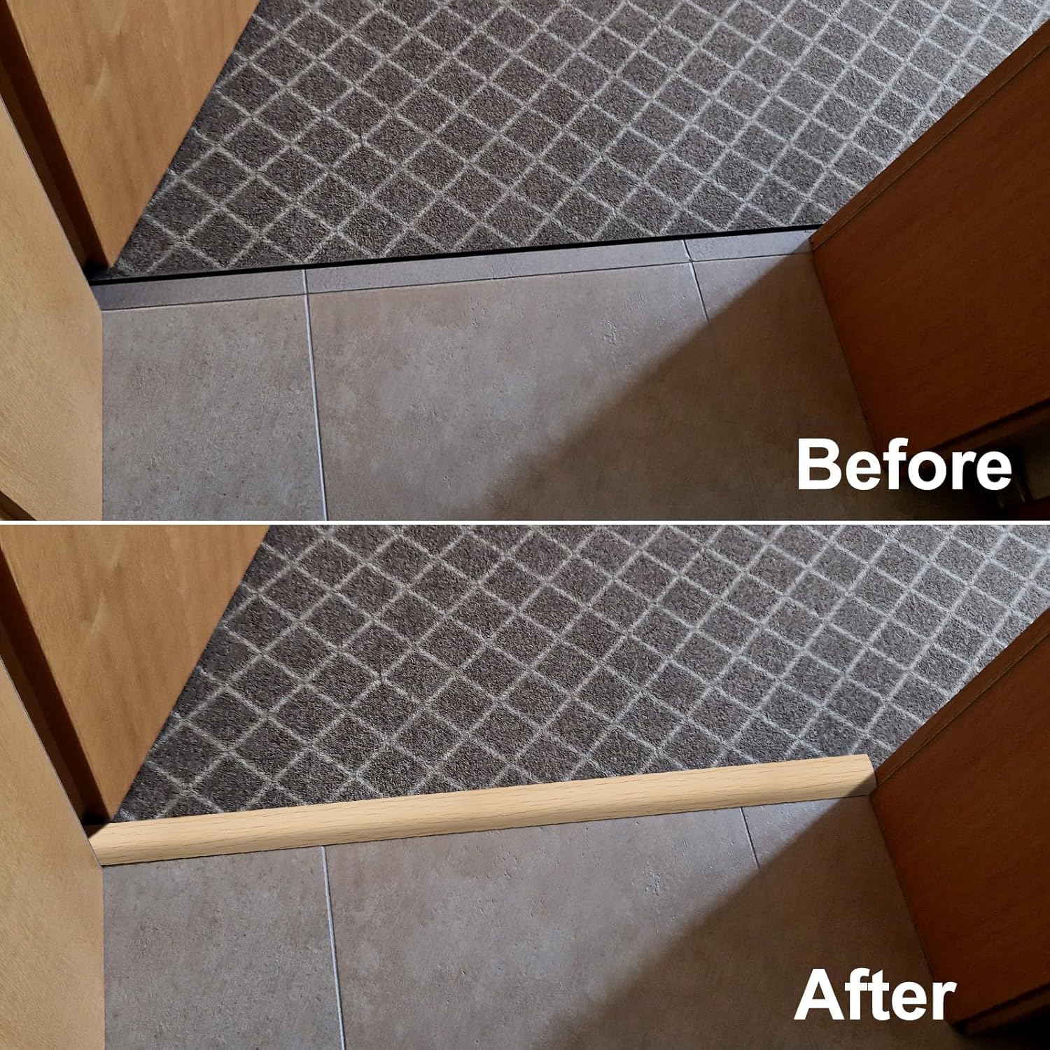 Floor Transition Strip Self Adhesive,Carpet & Flooring Transitions Edging Trim Strip,Vinyl Threshold Strip Suitable for Threshold Height Within 5mm (118inch, Beige)