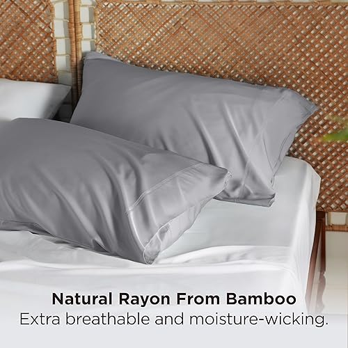 Miniatura 3 de Bedsure Juego de 2 fundas de almohada frescas de tamaño estándar, rayón derivado de bambú, transpirables y suaves como la seda con cierre de sobre,