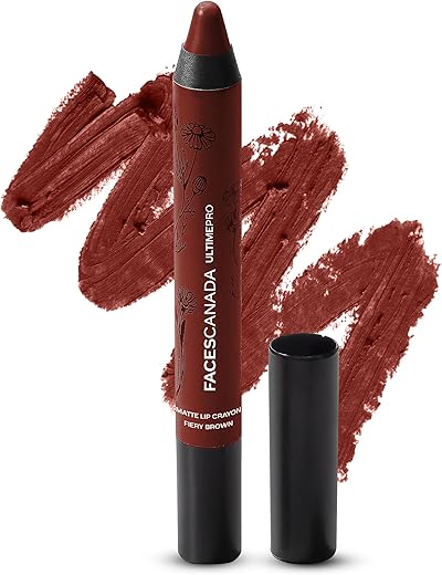 FACES CANADA Ultime Pro Matte Lip Crayon – Fiery Brown (Brown), 2.8g | 8HR Long Stay | Smooth Creamy Matte Texture | Intense Color in 1 Stroke |…