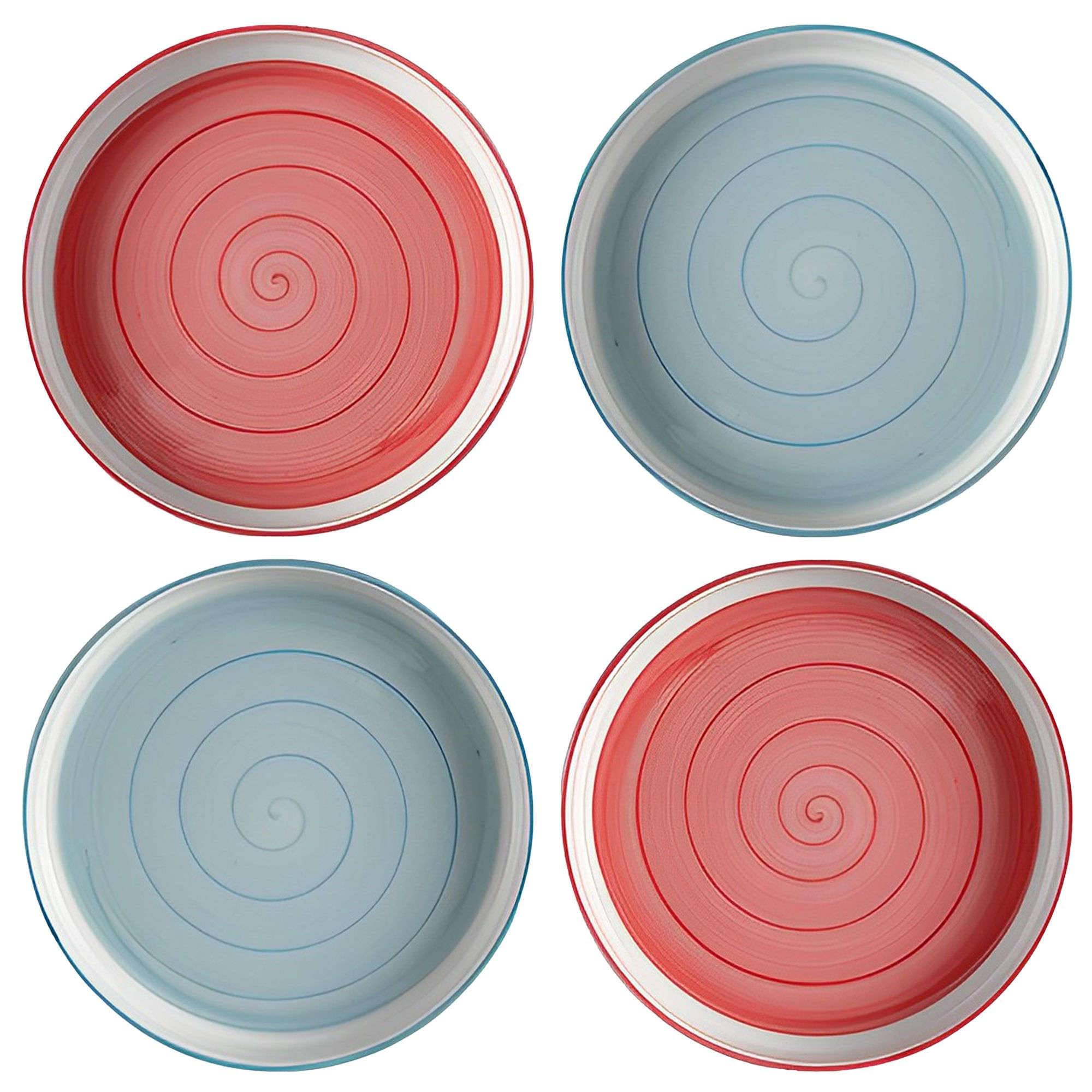 Ceramiczny zestaw porcelanowych misek do makaronu, talerz sałatkowy, talerze obiadowe 20 cm, talerze kuchenne, miski do przystawek - zestaw 4 sztuk, 20 cm