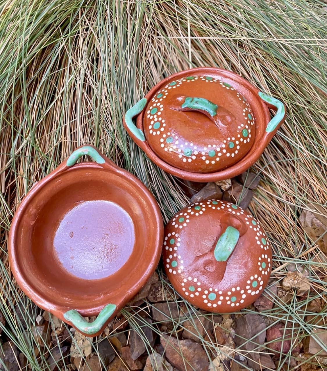 Salsero de Barro with Lid & Traditional Salsa Bowl Chip & Dip Molcajete Sauce Mexican