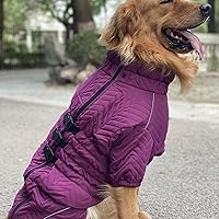 Vista 6 de Abrigo cálido para perro, chaleco de doble capa para perro, 4 patas cubiertas, resistente al viento, impermeable, reflectante, chaleco cálido