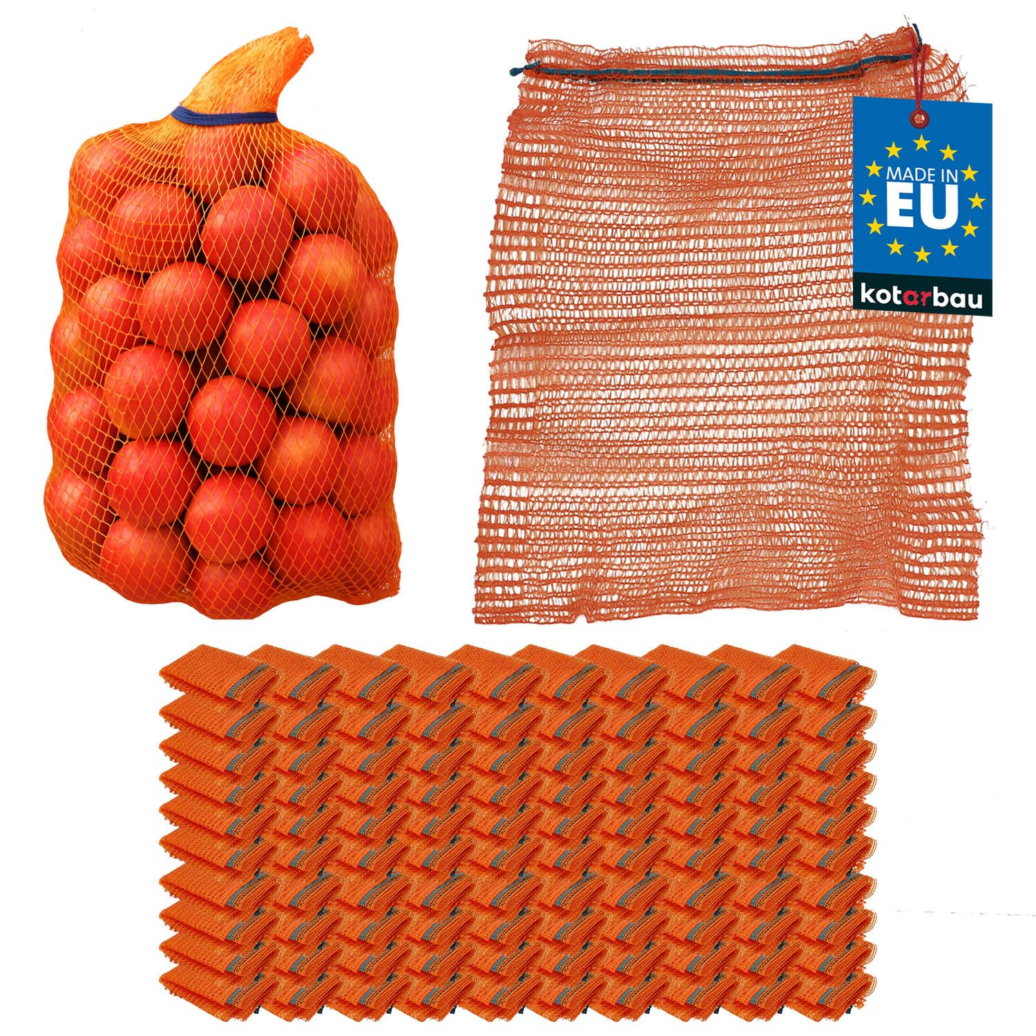 Kotarbau Orange Kotarbau® Set Of 100 Raschel Sacks - Potato Bags - 35 X 50 Cm - Fruit Bag - 5 Kg - Polypropylene - Vegetable Net - Storage Bag - For Onions - Potato - Vegetables