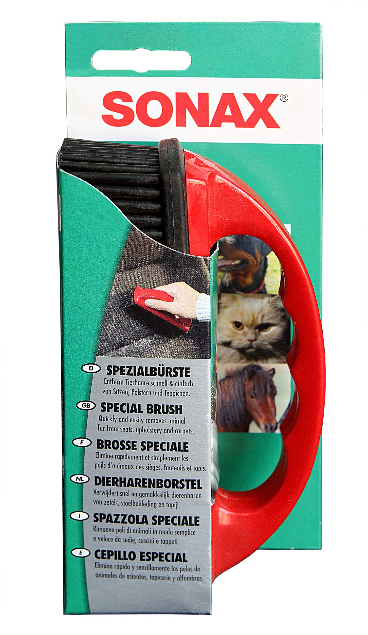SONAXSpecial Brush (1 Piece) - the Simplest and Fastest Solution to Remove Pet Hair and Fur from the Interior of Your Car. Ergonomic Handle for Easy Use | Item No. 04914000