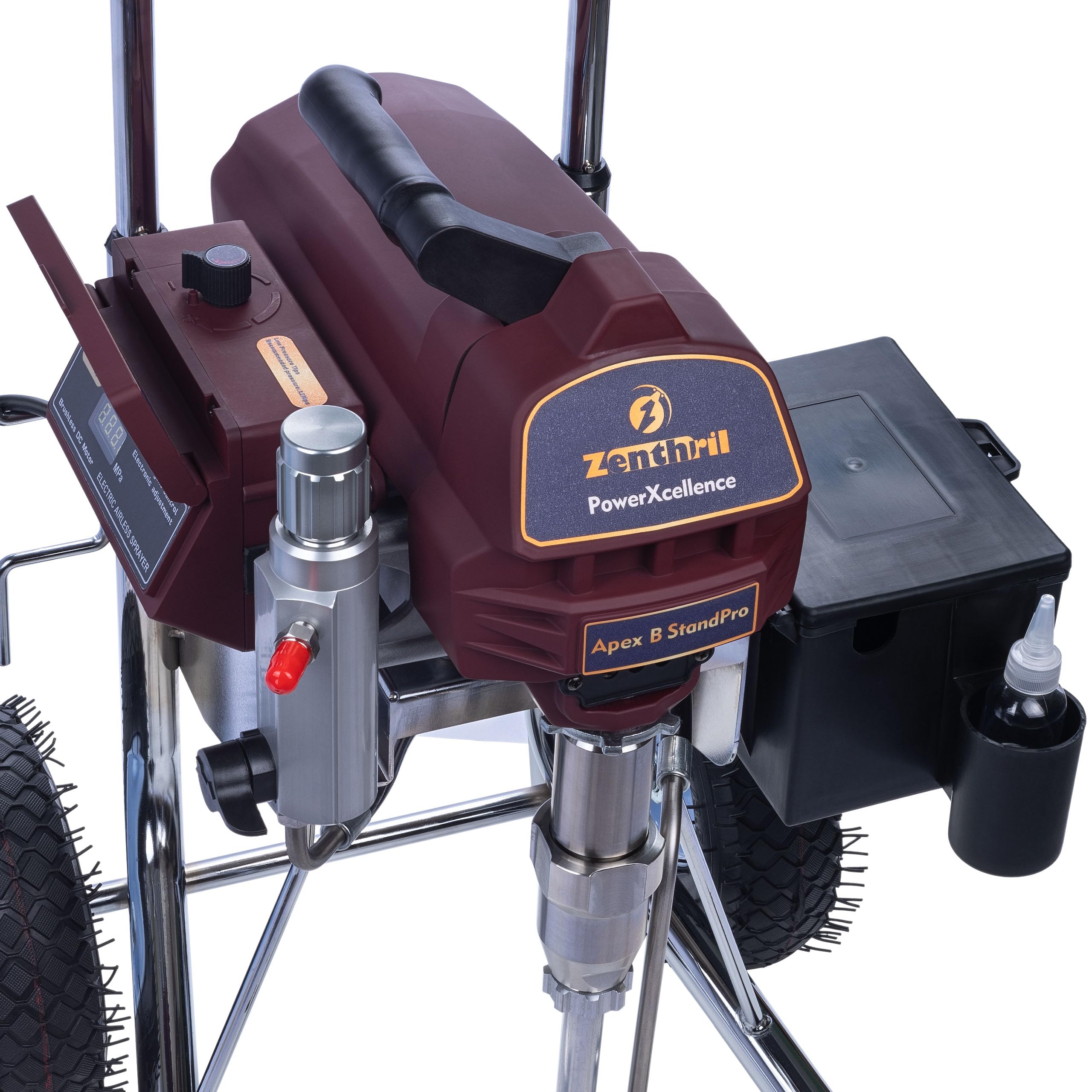 Zenthril Apex B StandPro agregat bezpowietrzny 2500 W, 20 MPa, 3,2 l/min, dysza 0,031", bezszczotkowa, regulacja ZenControl, wyświetlacz LCD, malowanie wewnątrz/na zewnątrz, maszyna do malowania