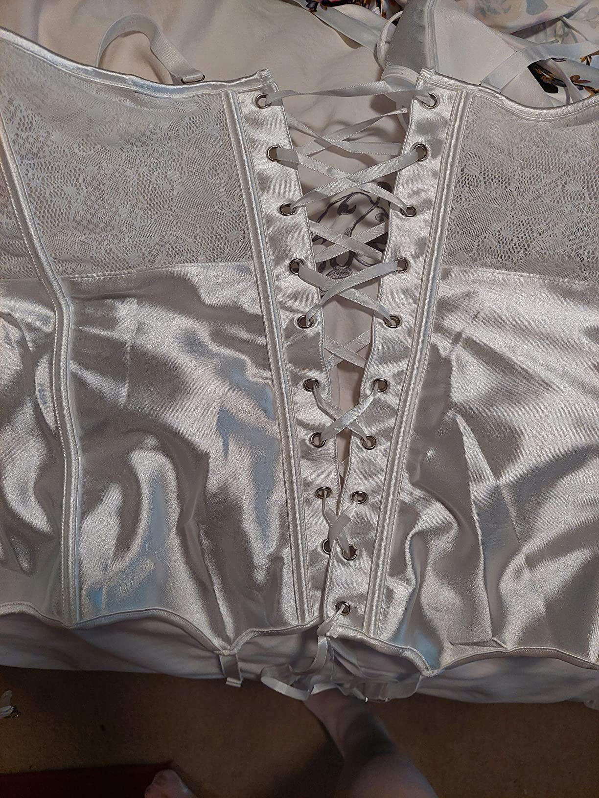 7/mo Finance ACELANDY Lingerie Corset Set Lace Bodysuit Black Satin