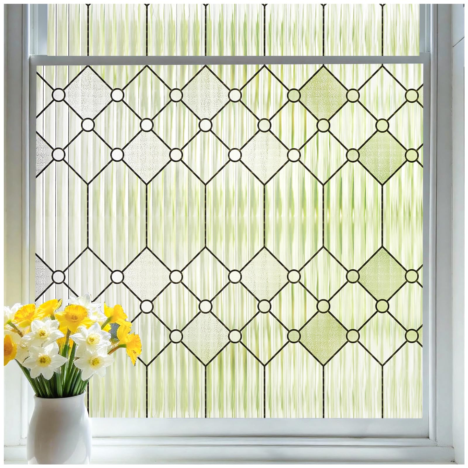 Coavas Reeded Glass Window Privacy Film, 3D Fluted Frosted, 35.4" x 78.7"
