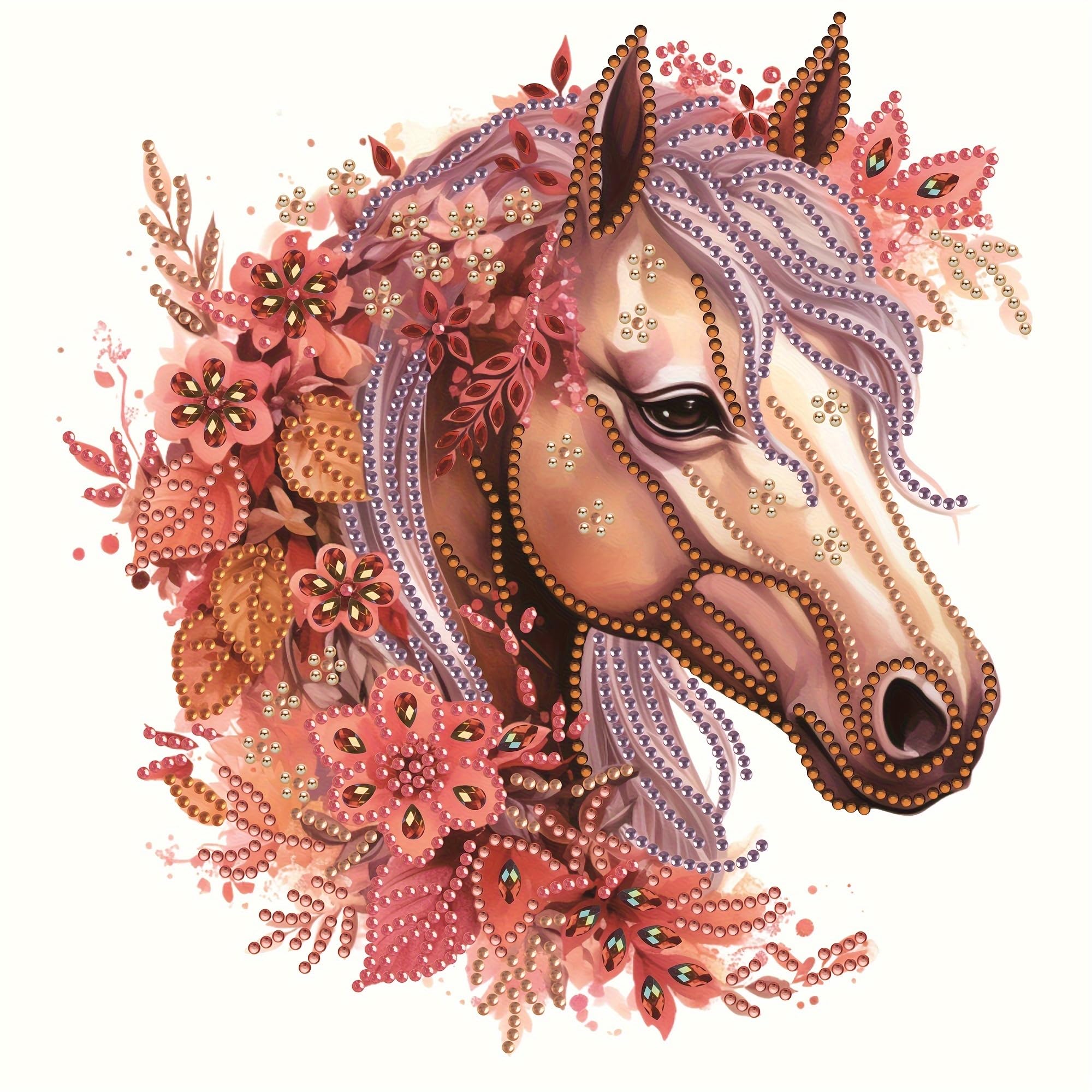 ifymei Special Shape Diamond Painting Kit for Adults Beginners Kids - 5D DIY Crystal Rhinestone Gem Art, Home Wall Decor and Creative Birthday and Christmas Gifts - 25 x 25 cm Horse - Unframed