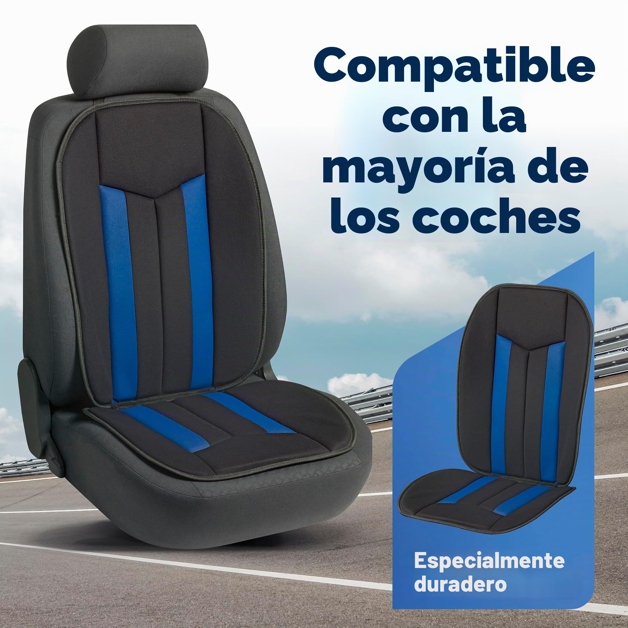 WALSER Funda de asiento de coche Elegance Plus, Funda de asiento de coche universal, Protector de asiento de coche, Funda de asiento negro/azul