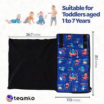 Teamko 幼児用飛行機ベッドキルト+カラー教育書付き | ポータブル飛行機シートエクステンダー 子供用 エッセンシャル飛行機ベッド コンパクト&快適なトラベルベッド 赤ちゃんと幼児用
