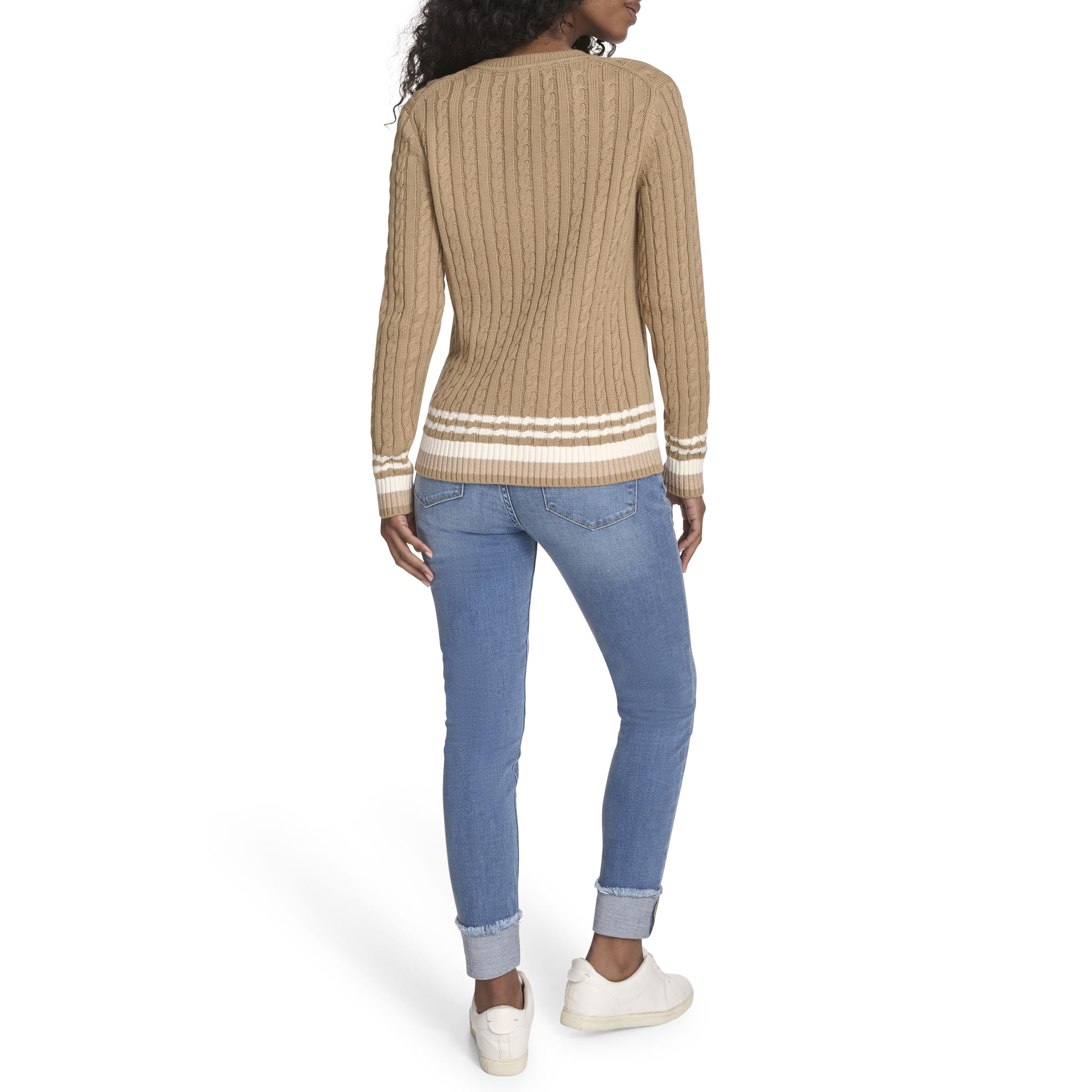 Tommy Hilfiger Cotton Crewneck Cable Sweater Suéter pulóver Mujer (Pack de 1)