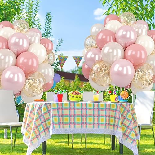 Vista 35 de Globos morados y dorados, 50 globos morados dorados y blancos de 12 pulgadas, globos morados metálicos, globos blancos y morados pastales para Negro