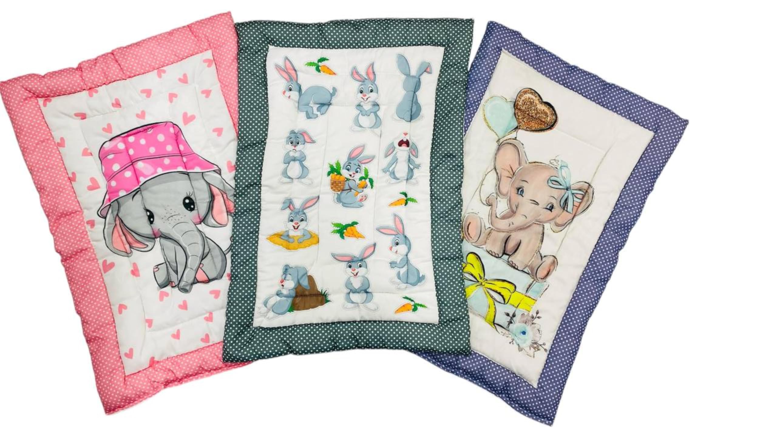 New Born Baby Godadi Soft Cotton godi| Godari | Baby Bed | Crib Sheet | Cartoon Mat| Bedding Set | Multicolor(250 Thread Count)-0-12 Months Baby (Pack of 3)-TR-55