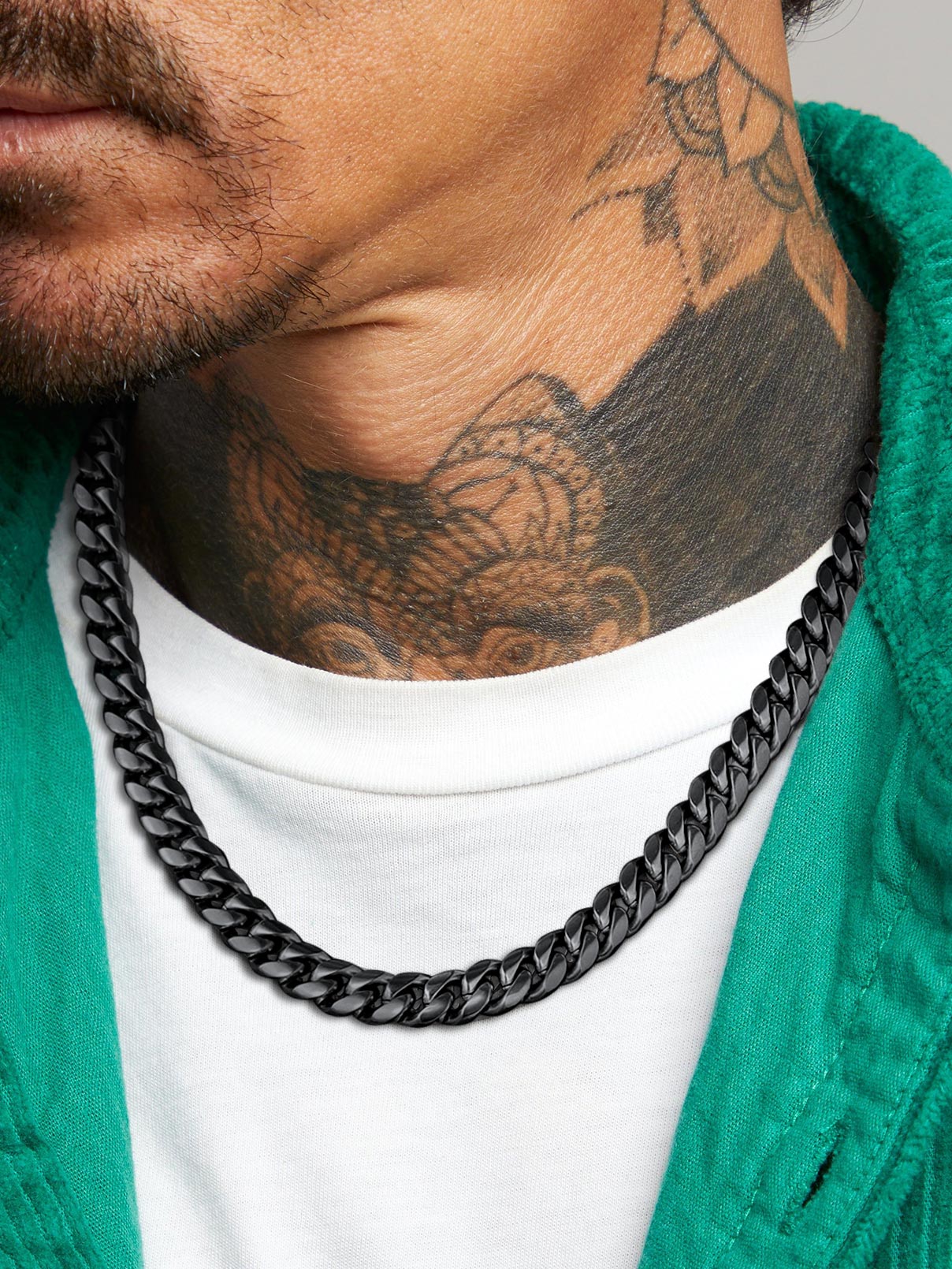Chaîne Homme FaithHeart - Acier Inoxydable, Plaqué Or Ou Noir - Maillon Cubain 6/10/14mm