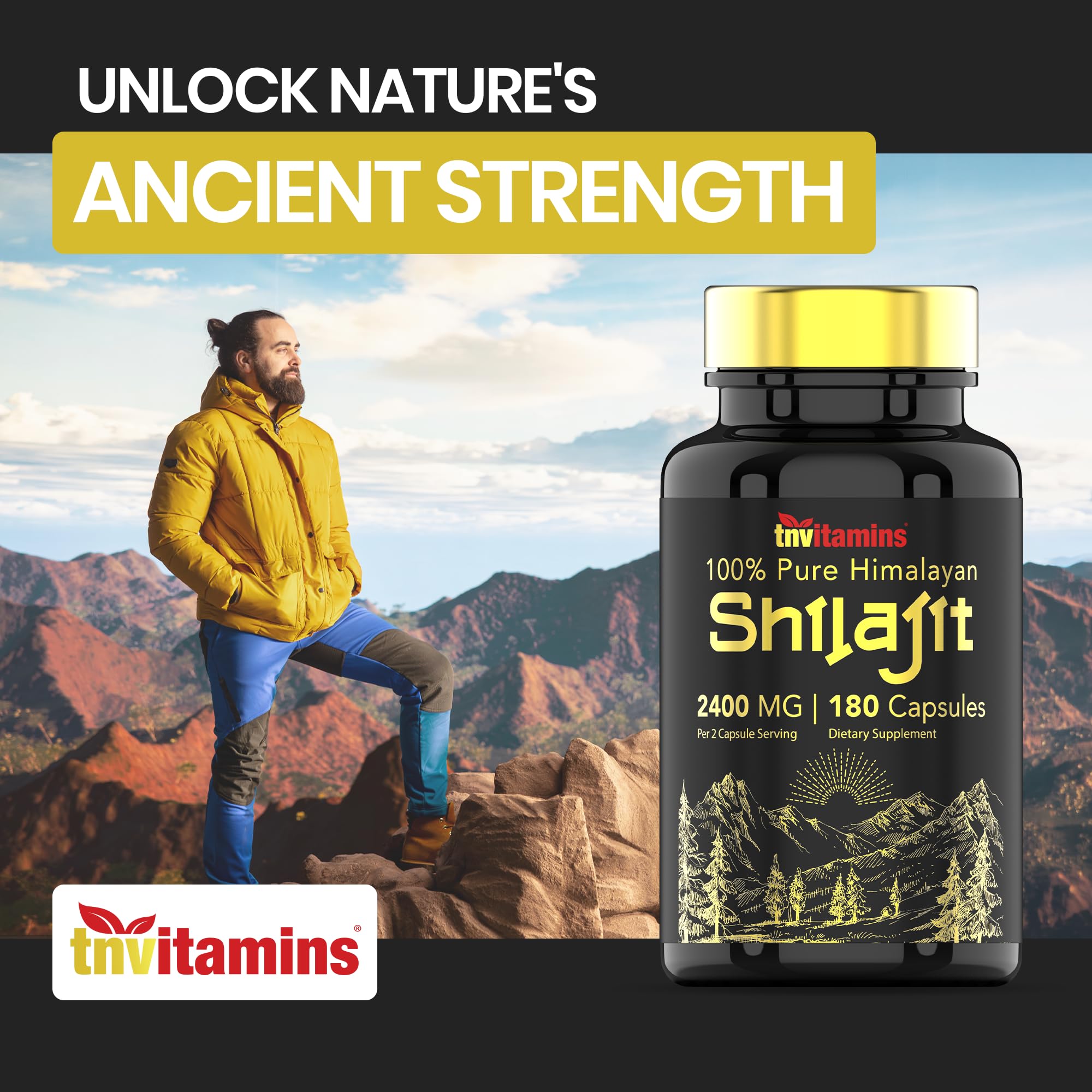 tnvitamins Shilajit Capsules 2400 MG - 180 Capsules | 100% Pure Himalayan Shilajit Resin Capsules for Men & Women | Three Month Supply! | Non-GMO, Gluten-Free — Amazon image 3