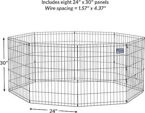 Miniatura 24 de Hogares para mascotas de Midwest, corral de ejercicio de metal plegable / corral para mascotas, 8 paneles cada uno negro sin puerta,negro