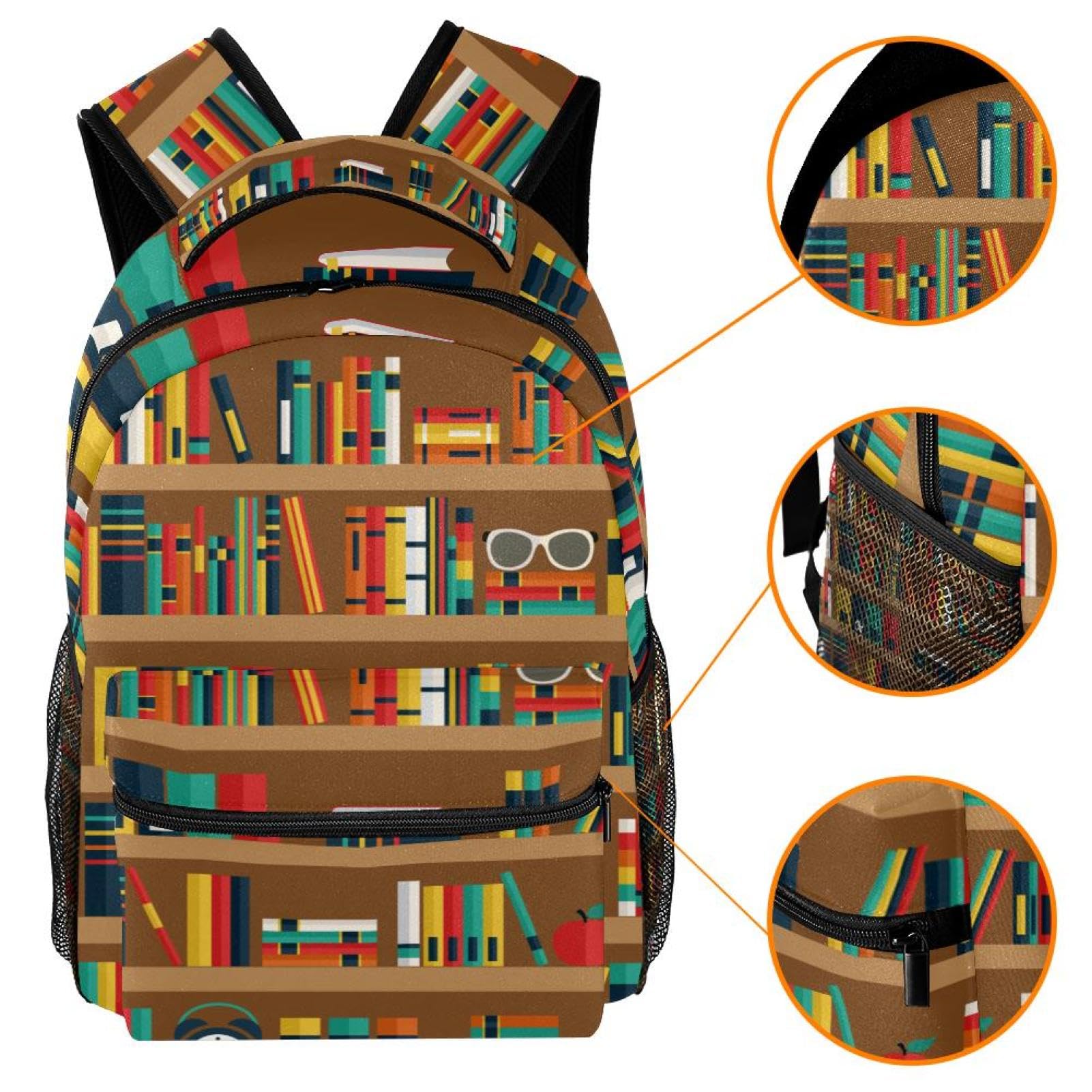 Zaino scolastico con scaffali per libri per uomini e donne, borsa da viaggio con scomparti per laptop, borsa leggera per la scuola, zaino medio per ragazzi e ragazze