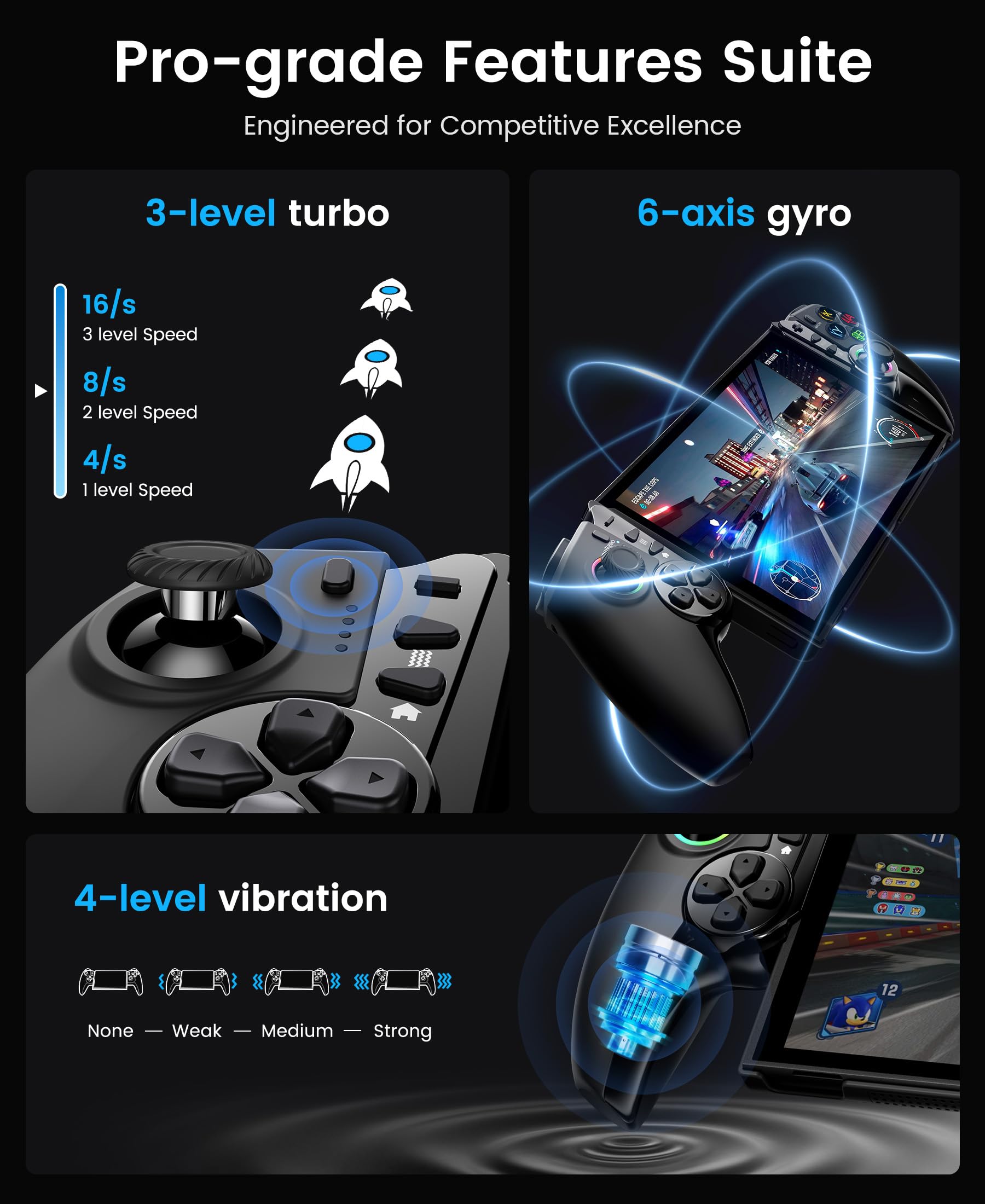 ALEEMTRY Switch Controller Handheld für Switch 2 Konsole, Kabellose Bluetooth Großer Griff Controller Switch 2 mit RGB Hall-Effekt Joysticks/1000mAh Akku/Turbo/Dual Vibration/Makro-Rücktasten