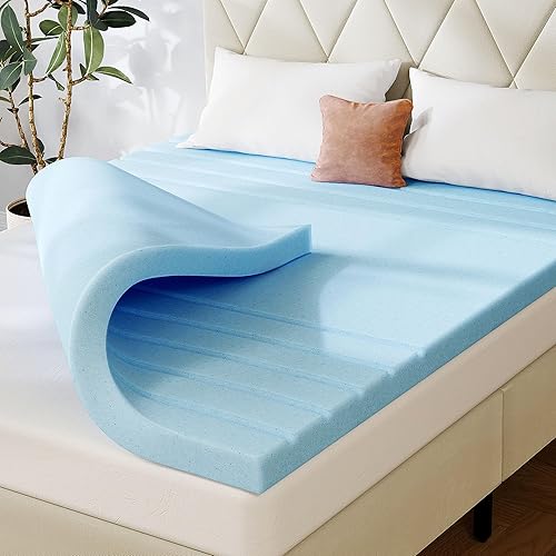 DWVO Twin XL Mattress Topper, 2 Inch Cooling Gel Memory Foam Mattress Topper, 3-Zone Ventilated Design Foam Bed Topper for Back Pain, CertiPUR-US