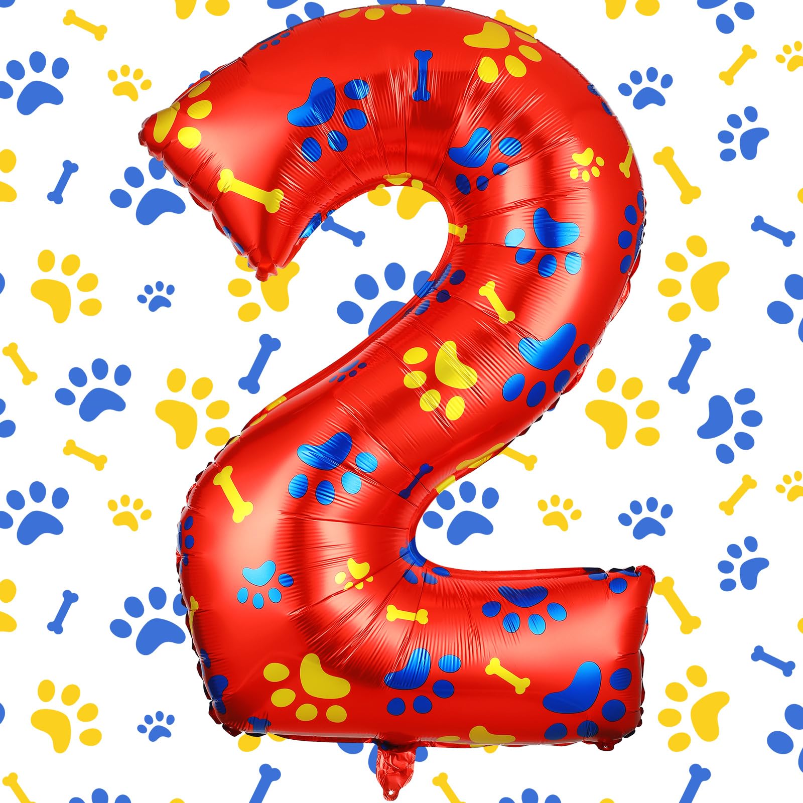 Leitee 40 Inch Dog Paw Birthday Balloon Giant Paw Number Theme Balloon with Red Dog Paw Birthday Party Favors for Dog Party Decoration Supplies(Number