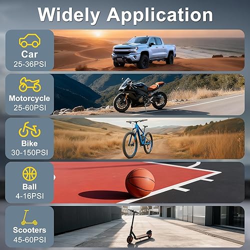 Miniatura 4 de Compresor de aire portátil para inflador de neumáticos, bomba de aire automática para neumáticos de automóvil con medidor digital de presión de