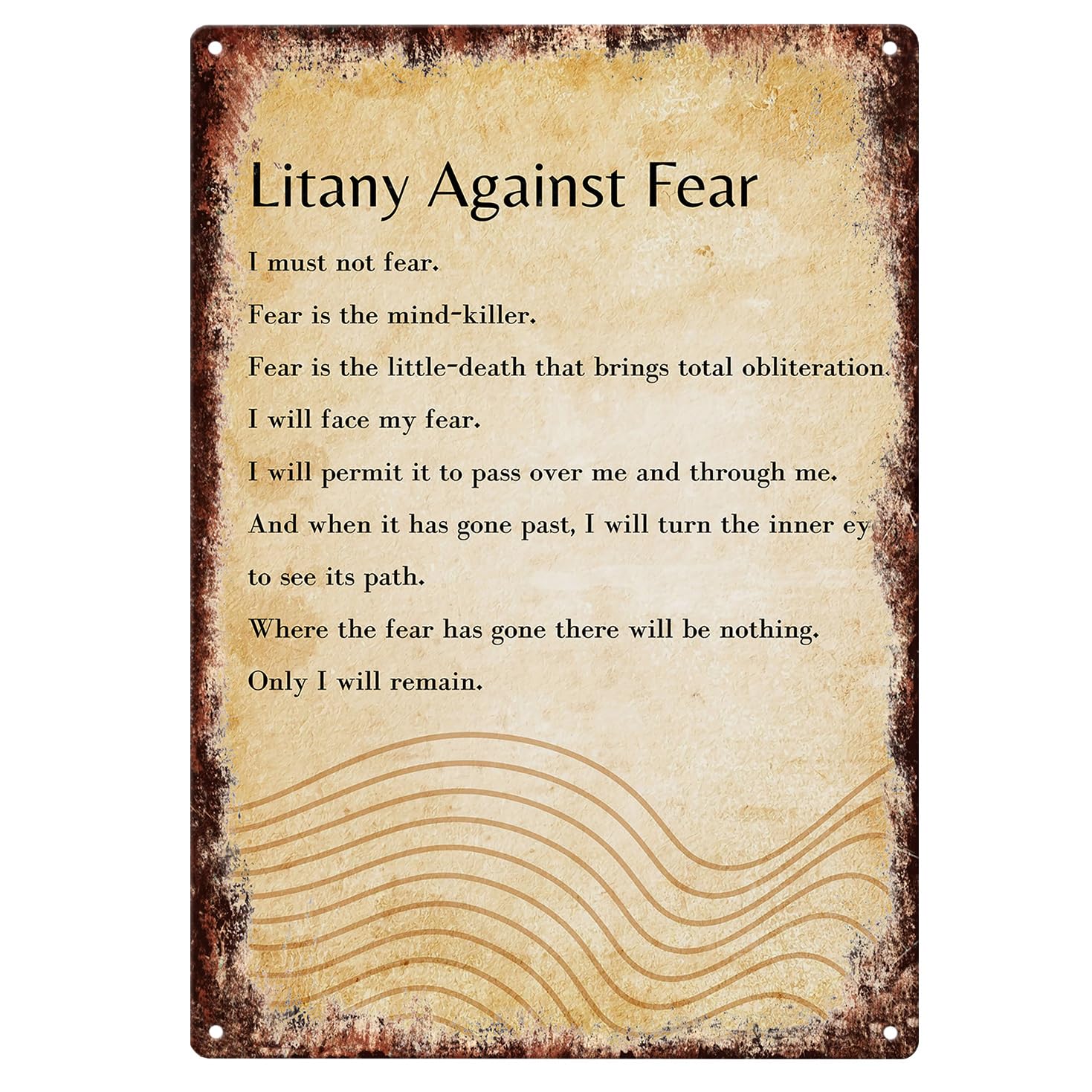 Yelacaay Metalsigna82 Litany Against Fear Poem Wall Art Fear Is The Mind Killer Ideal For Office Bedroom Or Living Room Metal Sign Plaque Poster 8X12 Inch