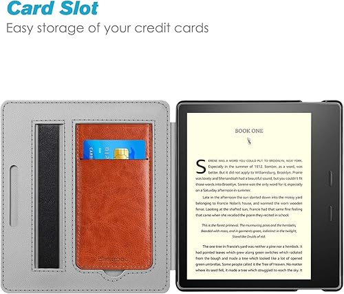 Miniatura 4 de CaseBot Funda con soporte para Kindle Oasis (109 generación, versión 20192017)  Funda de piel sintética premium con ranura para tarjeta y correa de