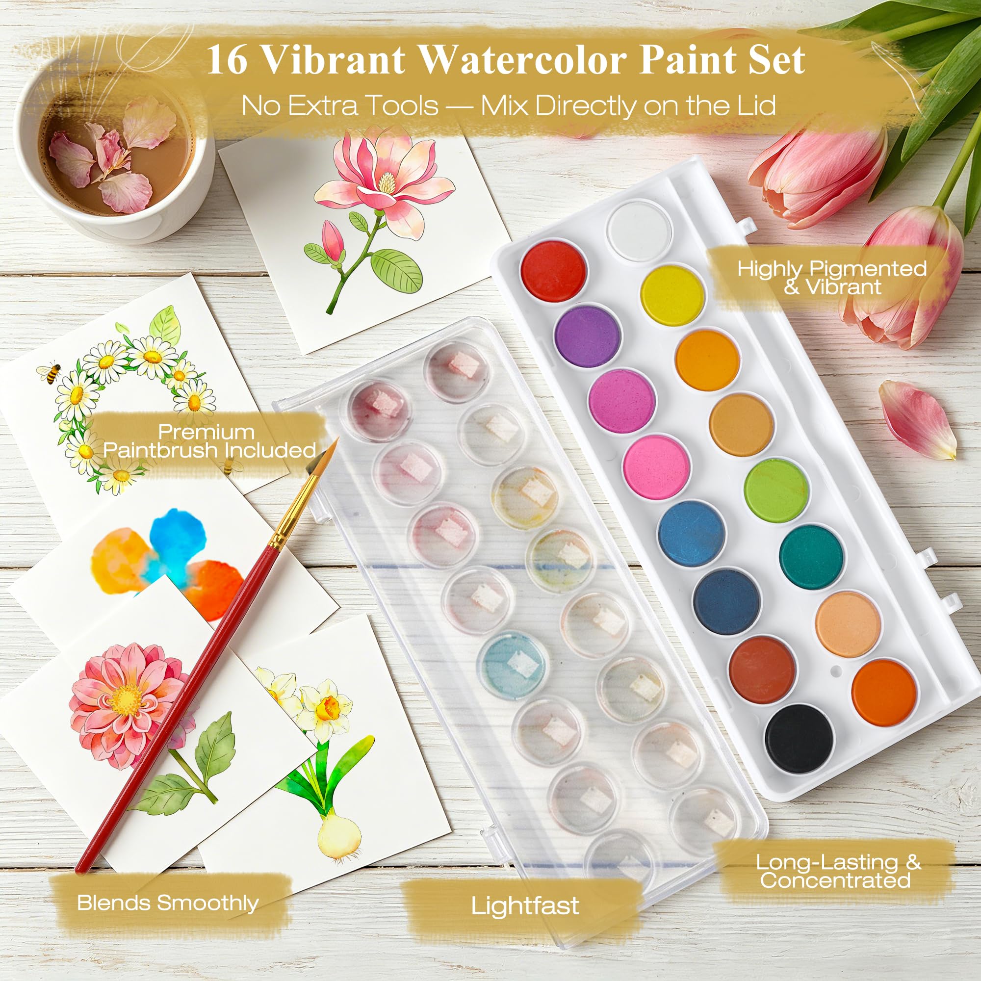 Watercolor Workbook for Beginners - Floral Painting Kit -7