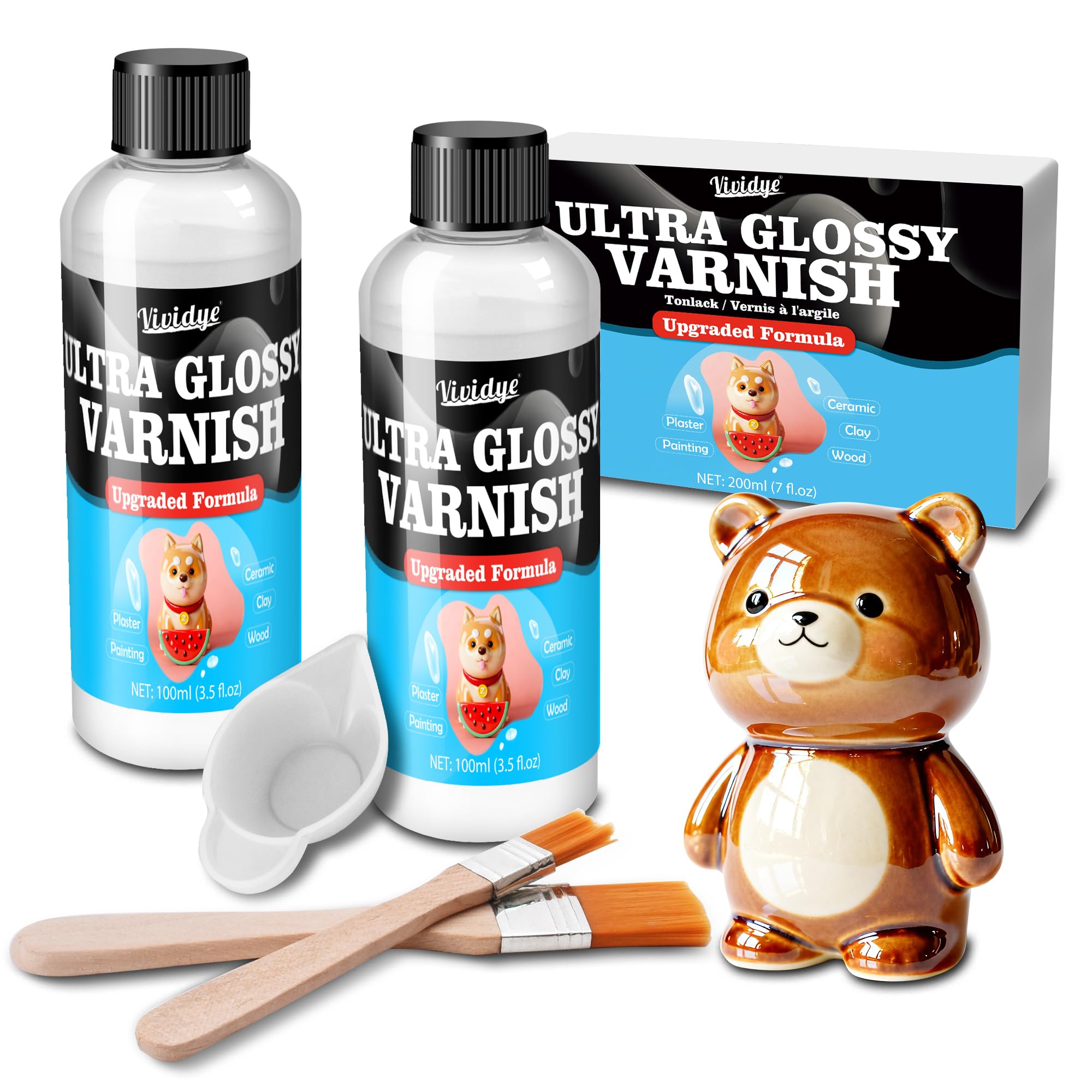 Air Dry Clay Glaze High Gloss Finish - Scratch Resistant & Waterproof, 200ml Upgrade Ultra-Gloss Varnish Sealant for Pot