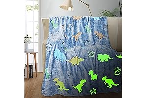 Boys Dinosaur Fleece Blanket, Kids Dinosaur Blanket 40 x 60 Inch, Glow...