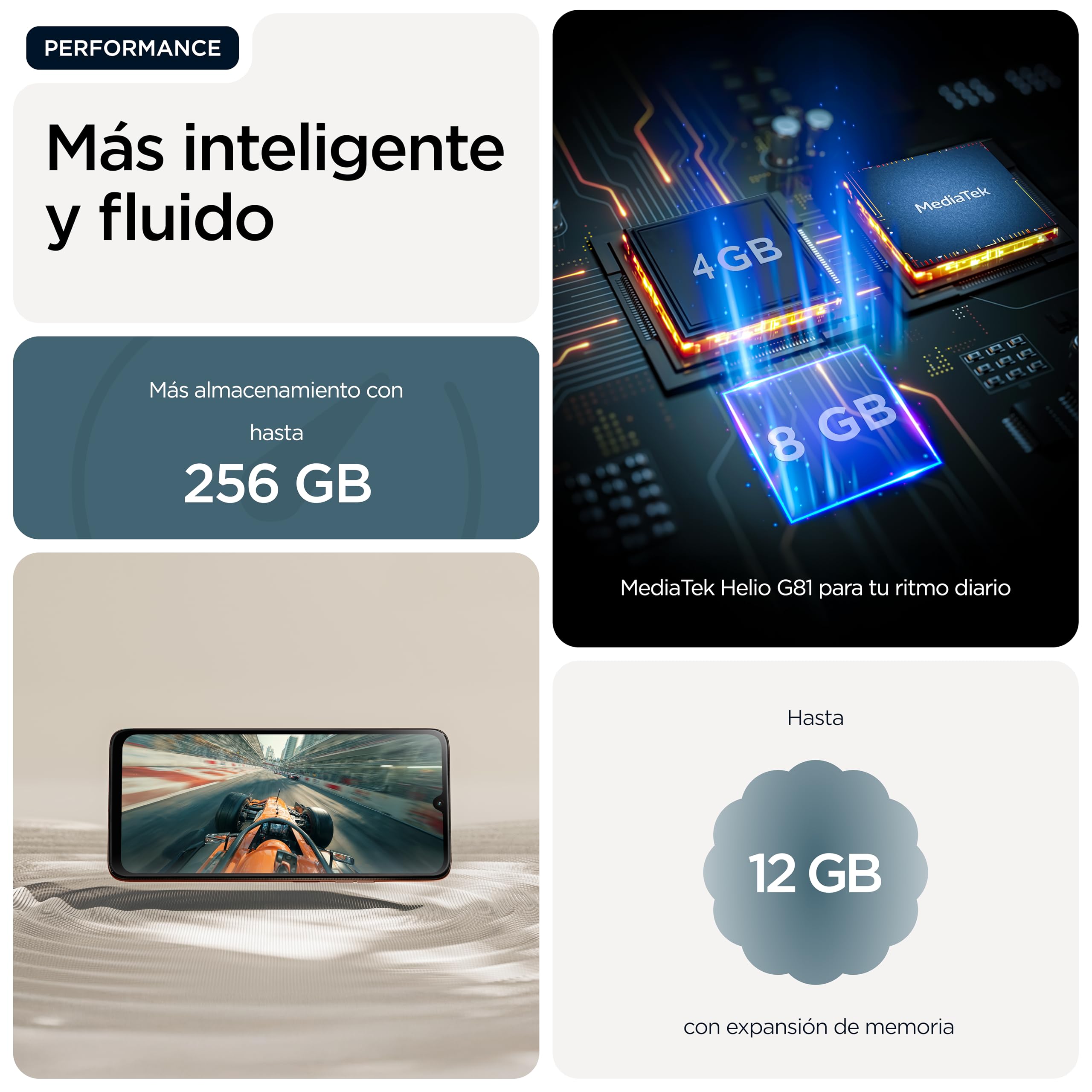 moto g06 12GB (4GB+8GB RAM Boost)/64GB color PANTONE TAPESTRY, Gran pantalla 6.88" con sonido Dolby Atmos, Sistema de cámara con IA de 50 MP, Protección contra el agua IP64, Batería de 5100 mAh