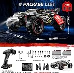 DEERC 209E 1:10 Fast Brushless RC Car for Adults & Boys, 60+ KMH High Speed 4WD Off-Road Remote Control Truck with 2 x 3S Batteries & Extra Swing Arms, Hobby Grade Racing Car, RC Crawler Gift