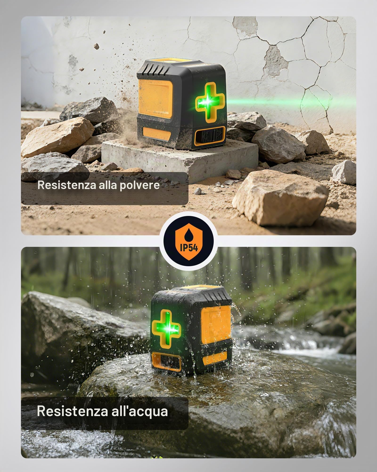 Livella Laser Autolivellante 30m, KAIWEETS Livella Laser Verde con Base Magnetica, Laser a Croce Orizzontale e Verticale con Custodia Protettiva e 2 Batterie