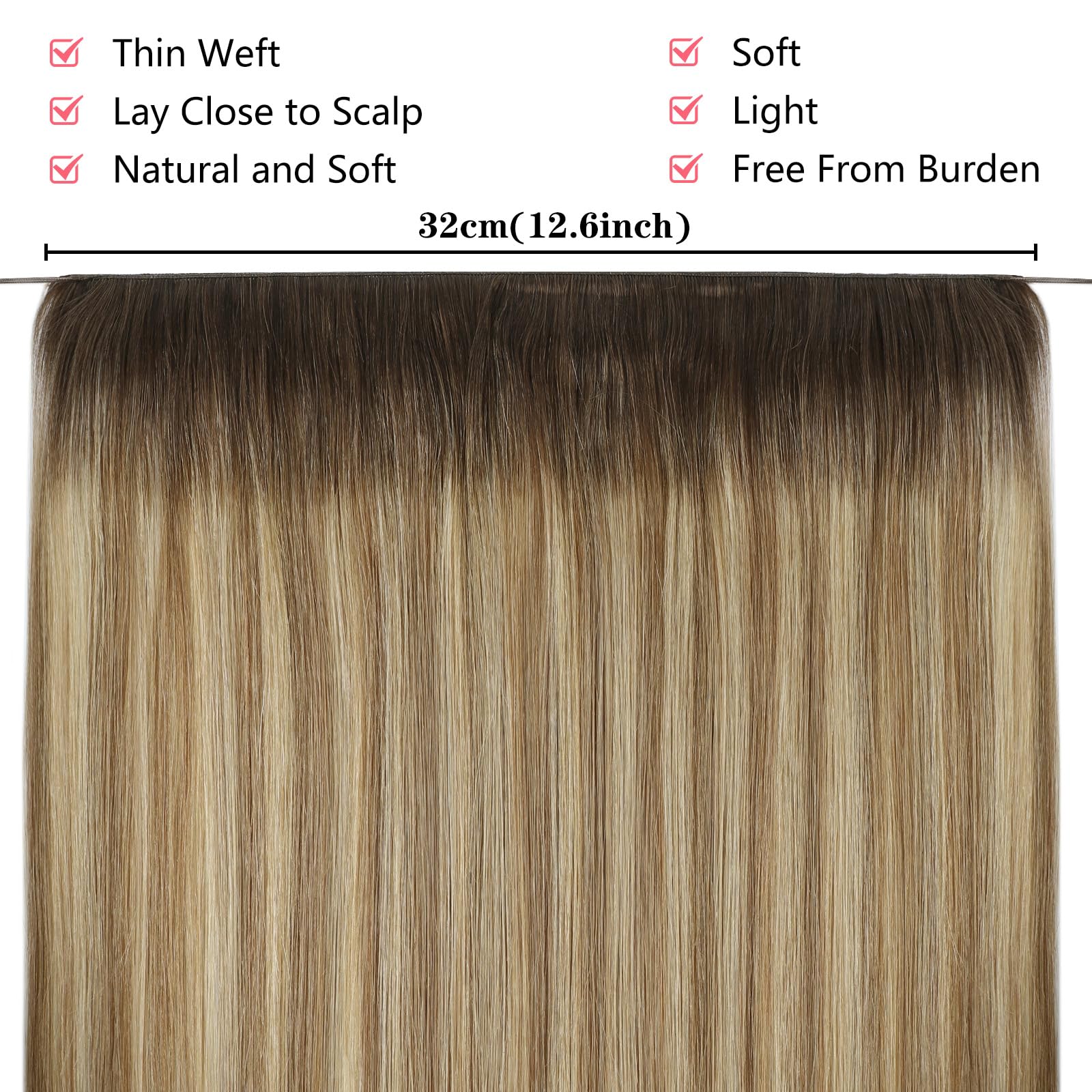 ABH AMAZINGBEAUTY HAIR Sew in Hand Tied Weft Hair Extensions, Rooted and Highlighted Human Hair - Image 4