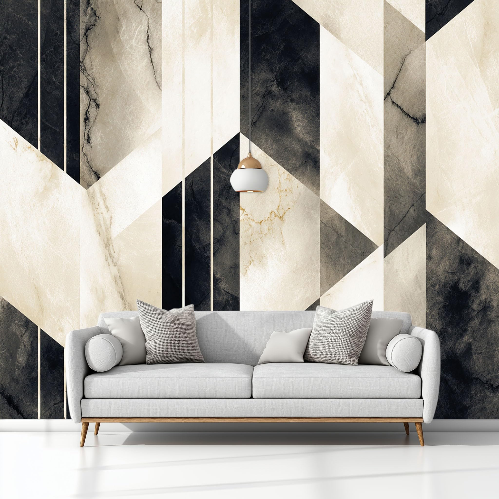Photo Wallpaper for Living Room, Wall Murals for Bedrooms Industrial Shabby Geometric Black and White Non-Woven Panoramic Wall Art Background Decorative 150x105 cm